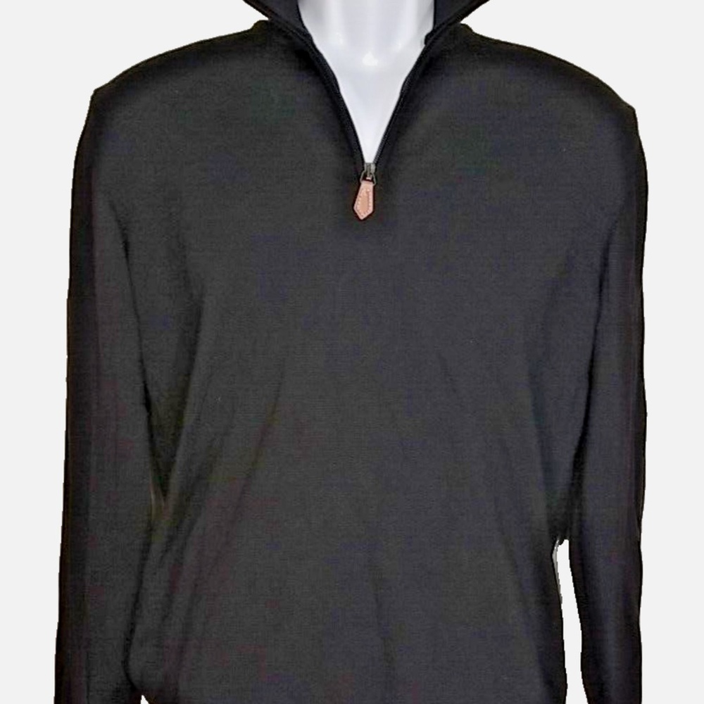 Giasone 100% Extra Fine Merino Wool Quarter Zip Sweater, Large